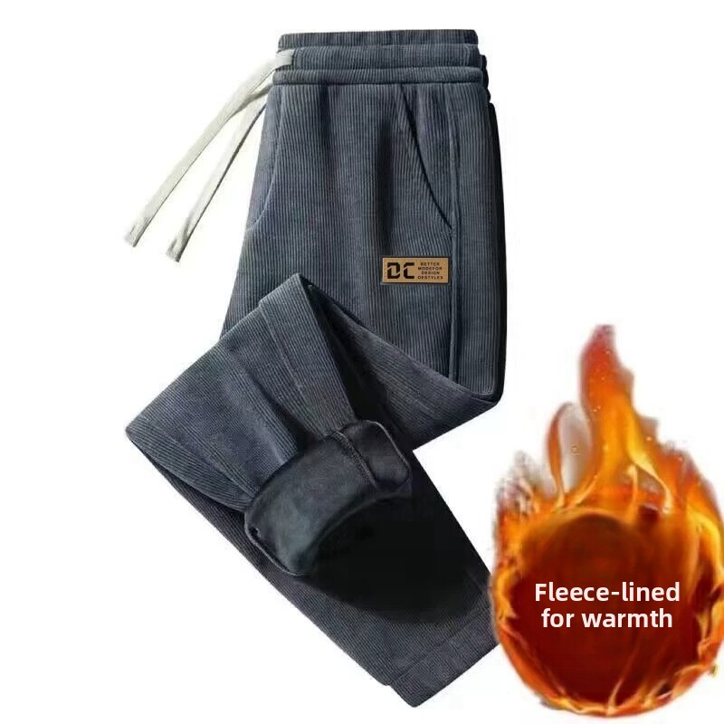 Corduroy Pant Warm - Damskie spodnie Harlan z weluru, luźny