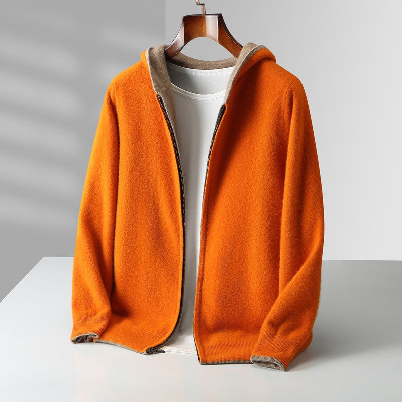 Wool Coat Peacoat - Nowe męskie dwustronne kurtki z kapturem