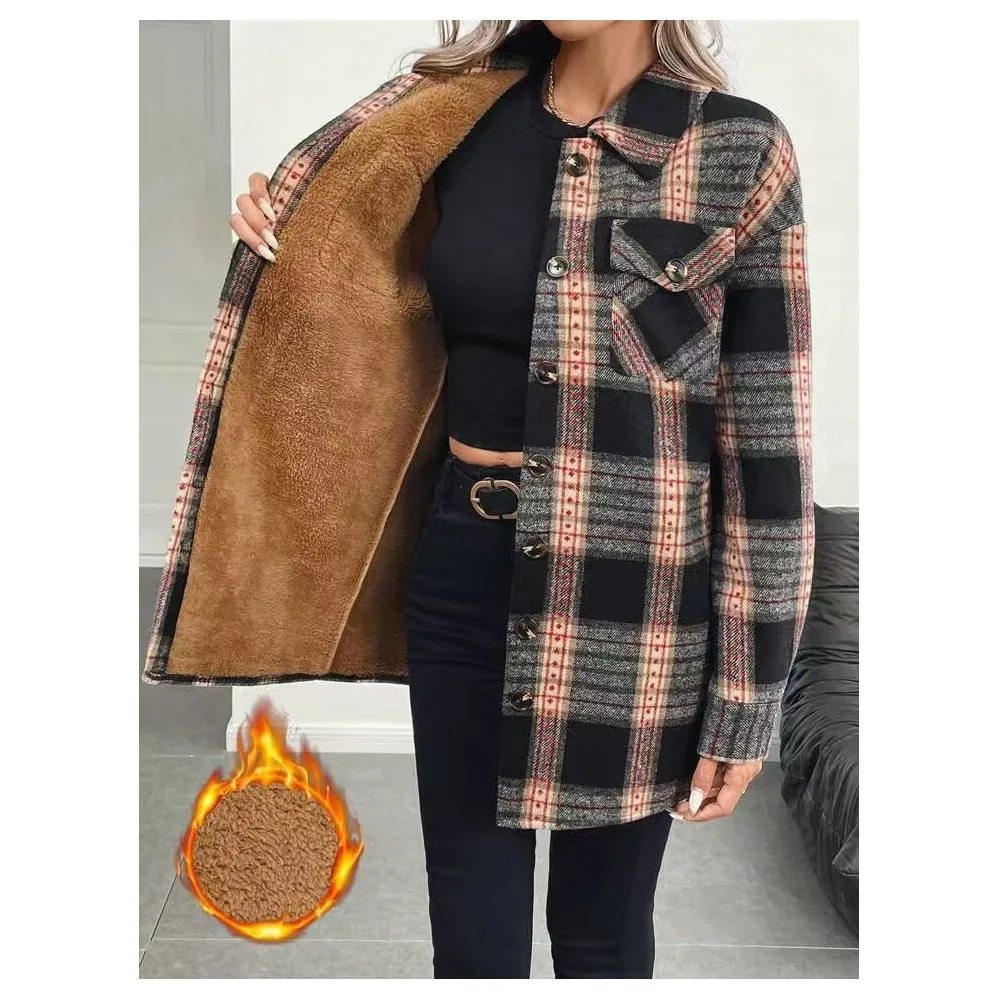Flannel Shirt Lined - Jesienno-zimowa moda damska: kurtka w kratę